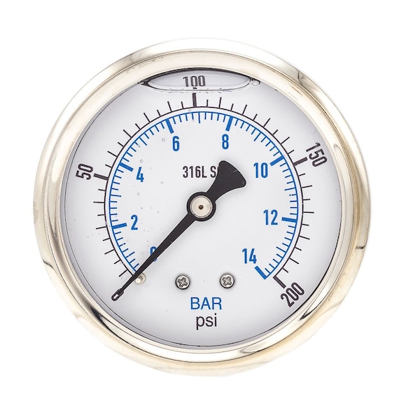 Pic Gauges 2 1/2 in Dial, 1/4 in NPT Male Center Back Location, Stainless Steel Case Material PRO-302L-254G-01 - main